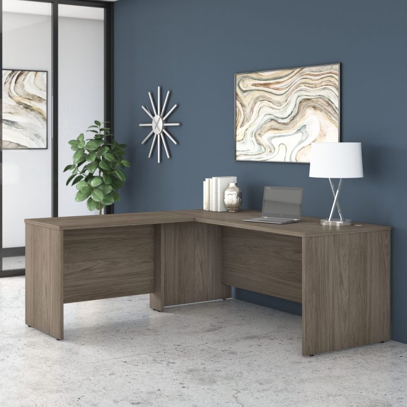 Modern Hickory 72"x 72" Premium L-Shaped Modern Office Desk