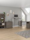 72" L-Shaped Adjustable 3-Piece Desk Set in Bark Gray and White