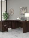 Black Walnut 60" x 72" L-Shaped Desk with Mobile Pedestal