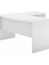 60" L-Shaped Modern Bow-Front Office Desk in Pure White