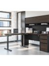 Modern Antigua and Black Desk & Hutch with Included Height Adjustable Desk