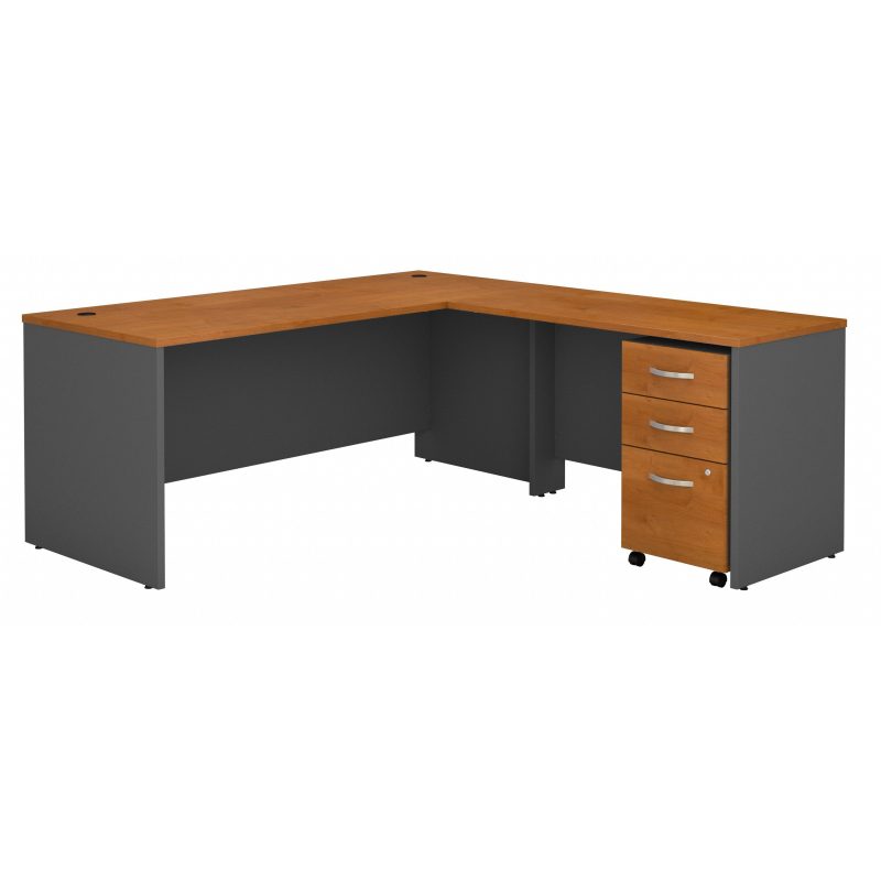 72" L-shaped Desk with Mobile Pedestal in Natural Cherry/Graphite Gray - Image 2