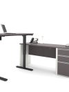 71" Slate & Sandstone Single Pedestal Desk & 48" Standing Desk