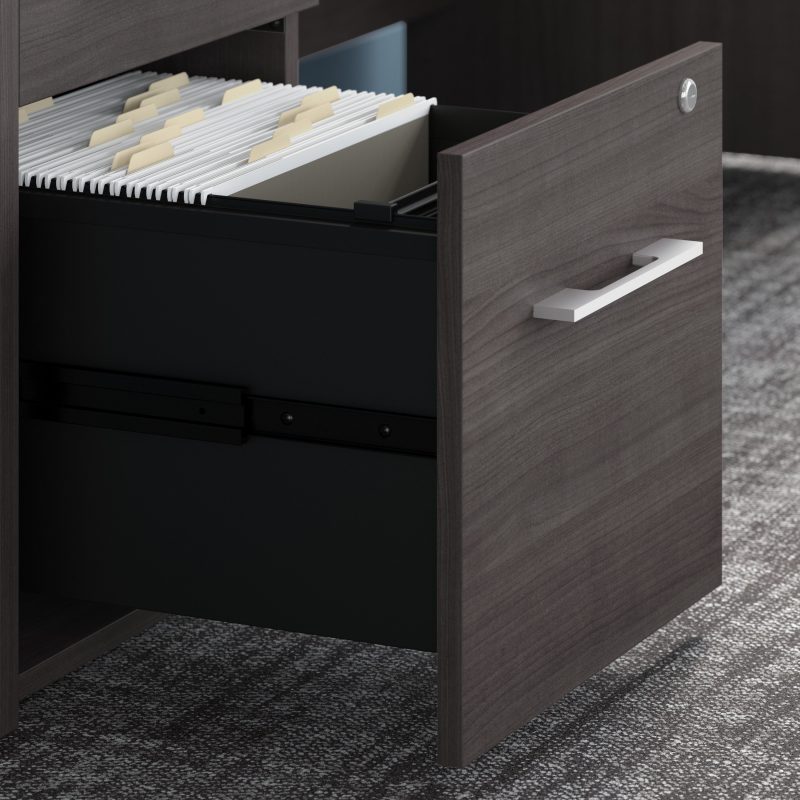 72" L-Shaped Modern Executive Desk with Drawers in Storm Gray - Image 3
