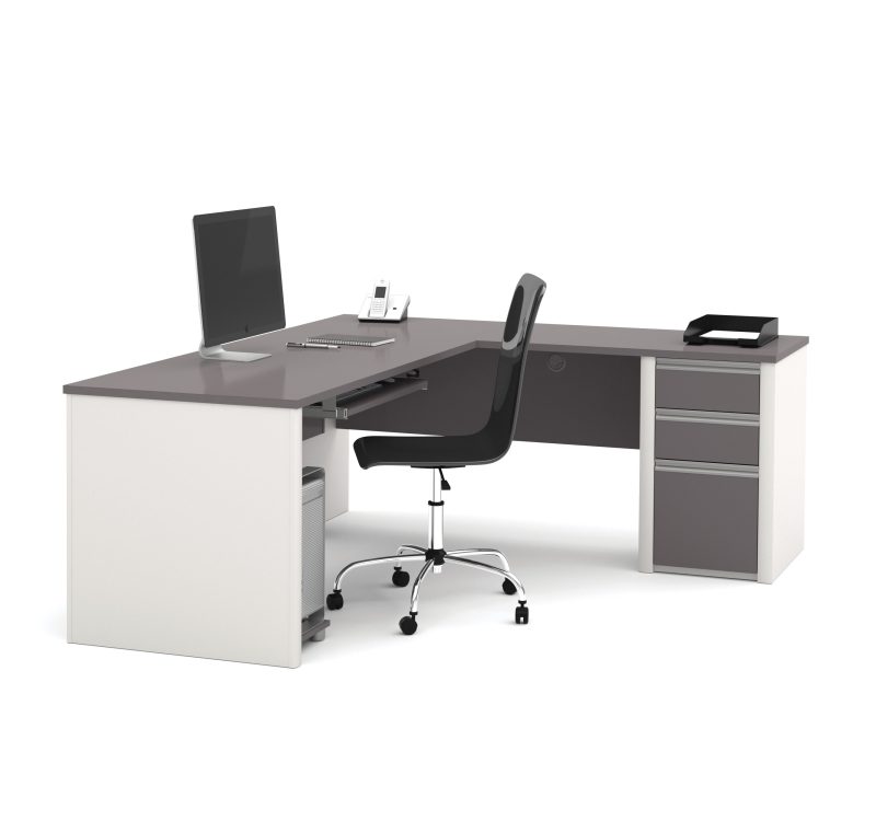 71" x 83" L-Shaped Desk with Drawers in Slate & Sandstone - Image 2