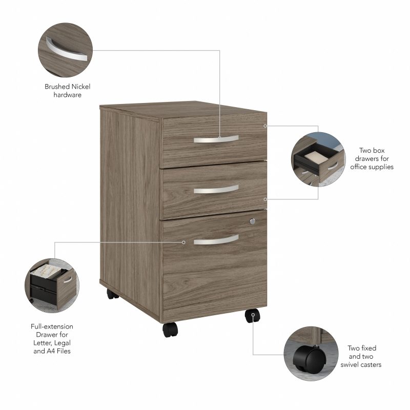Modern Hickory 72" x 72" L-shaped Desk with Mobile Pedestal - Image 5