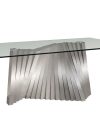 Ultra Modern 84" Glass Desk or Conference Table with Chic Stainless Base
