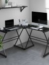 51" L-Shaped Wire Frame Black Desk