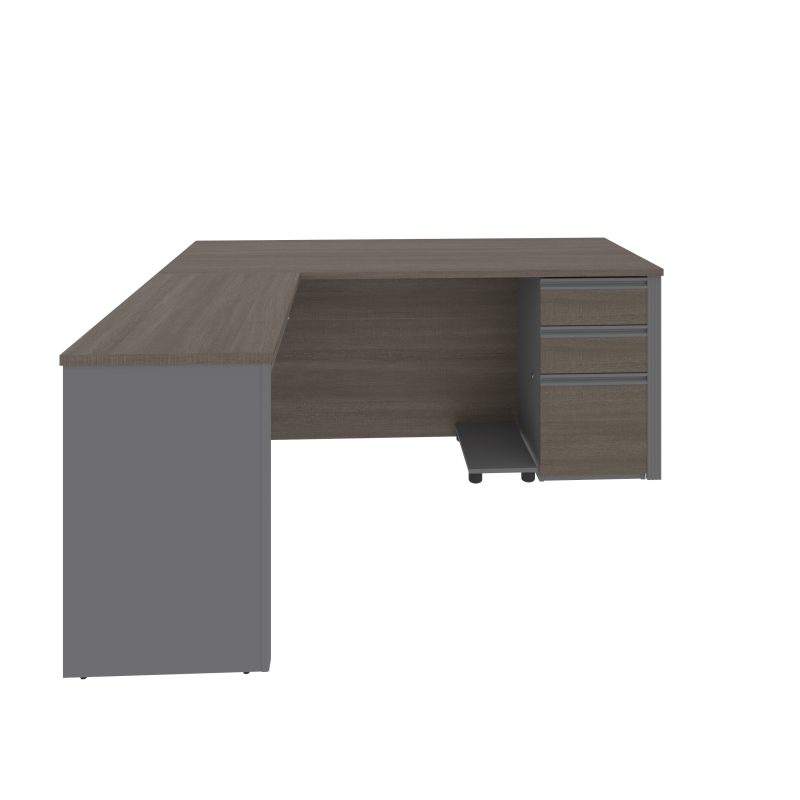 Bark Gray and Slate Premium Single-Pedestal L-shaped Desk - Image 4