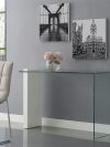 47" Narrow Glass Console Desk w/ White Leg