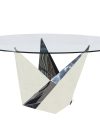 Modern Glass & Polished Stainless Steel Circular Meeting Table