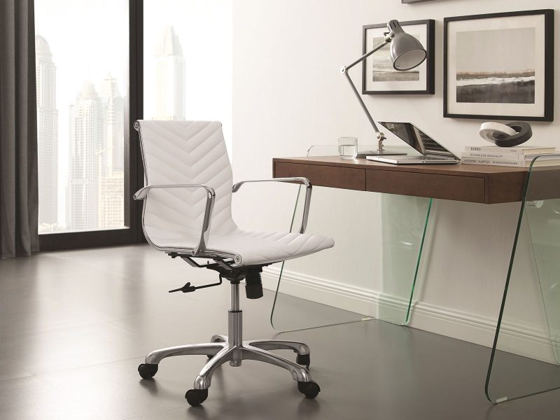 Glass-sided Office Desk with Walnut Top and Inset Drawers - Image 2