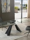 63"-95" Glass & Black Metal Conference Table or Executive Desk with Unique Legs