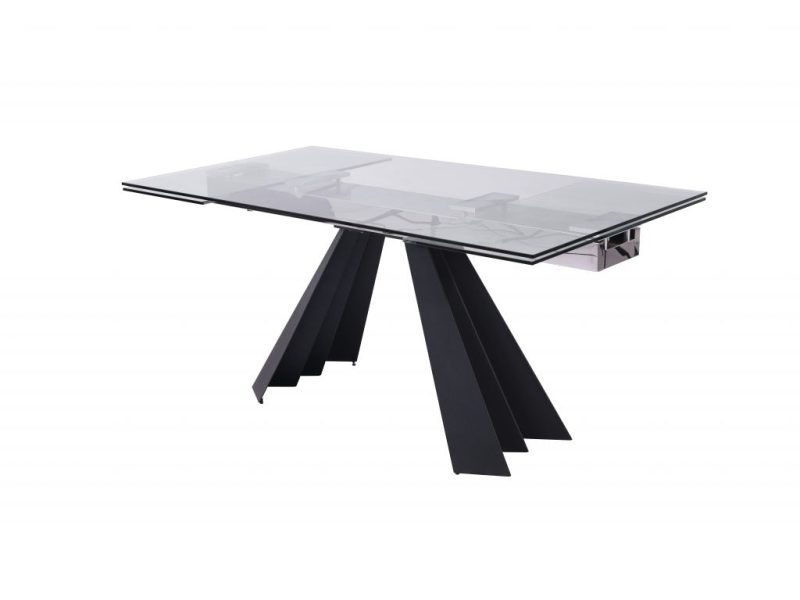 63"-95" Glass & Black Metal Conference Table or Executive Desk with Unique Legs - Image 2