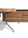 Modern Zebrano Wood L-shaped Executive Desk with Storage