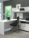 White 71" x 71" L-Shaped Office Desk with Hutch
