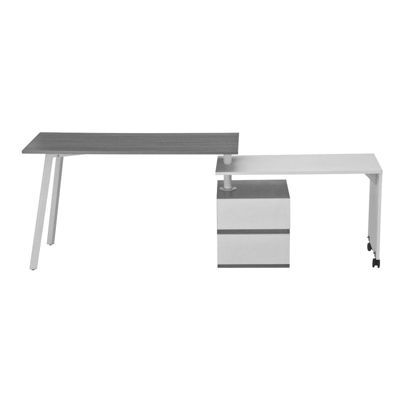 58" L-Shaped Transforming Desk in Gray & White - Image 3
