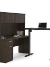 71" Dark Chocolate Desk with Hutch & Standing Desk Section