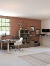 Set of Two 88" L-Shaped Adjustable Walnut Gray Desks with Twin Monitor Arms