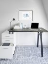 60" White & Glass Desk with Built-in File