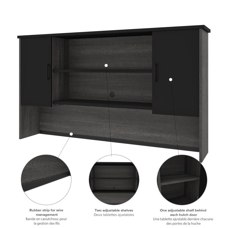 Bark Gray & Black Modern L-shaped Desk with Hutch - Image 7