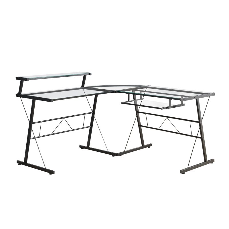 Ergonomic Corner Desk with Shelf in Glass - Image 2