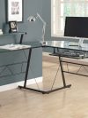 Ergonomic Corner Desk with Shelf in Glass