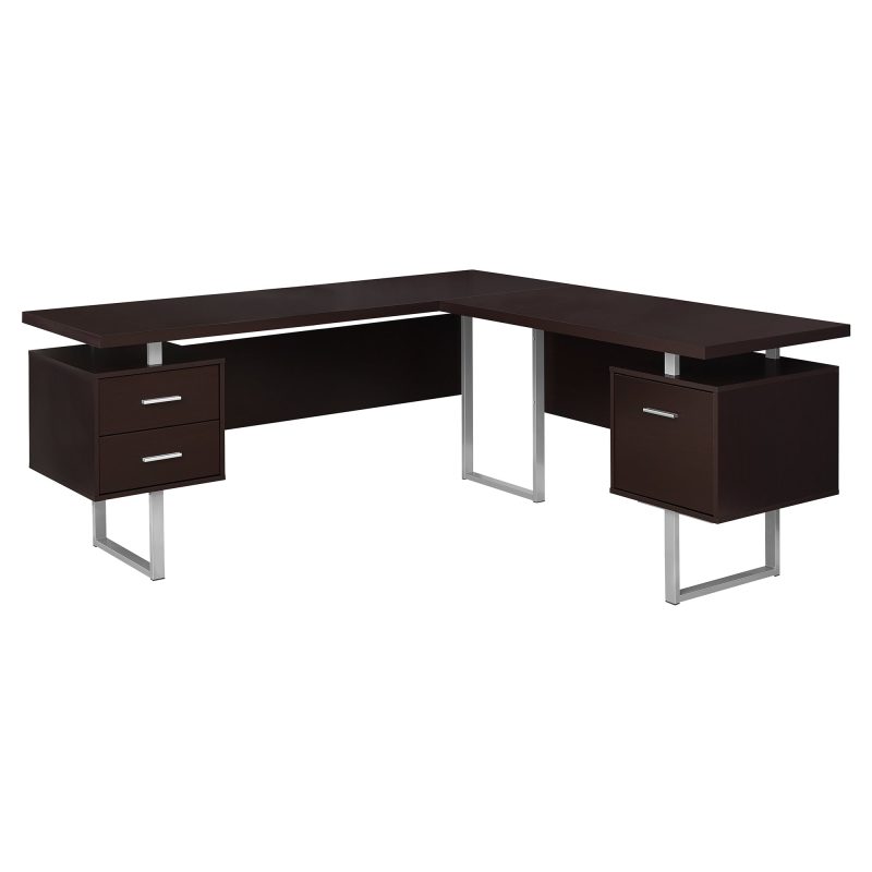 Reversible 71" Desk in Espresso & Silver - Image 2