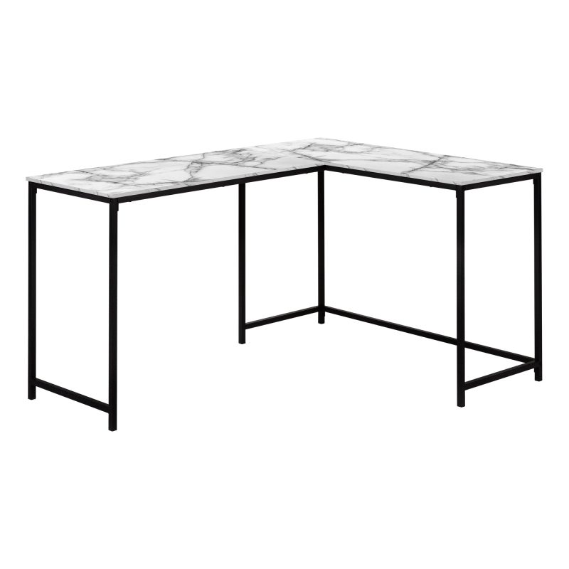 L-Shaped Basic Desk in White Marble Finish - Image 2