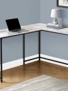 L-Shaped Basic Desk in White Marble Finish