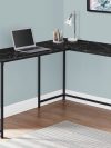 L-Shaped Basic Desk in Black Marble Finish