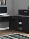 Gray & Black L-Shaped Desk with Low Hutch & Extra Storage