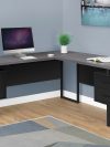 71" Ultra-Modern L-Shaped Desk with 3 Drawers in Gray & Black