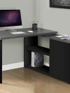 47" Reversible Corner Desk in Gray & Black with Credenza