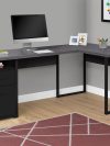 80" Corner Desk with Storage Cabinet in Gray & Black