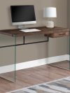 47" Glass & Reclaimed Brown Wood Desk with Drawer