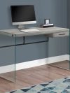 47" Glass & Reclaimed Gray Wood Desk with Drawer