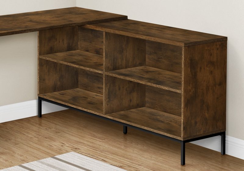 L-Shaped 60" Brown Contemporary Office Desk - Image 3