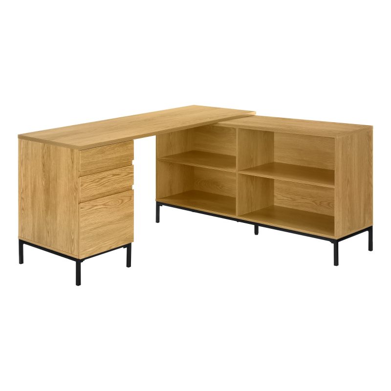 L-Shaped 60" Natural Contemporary Office Desk - Image 2