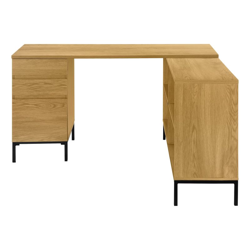 L-Shaped 60" Natural Contemporary Office Desk - Image 3