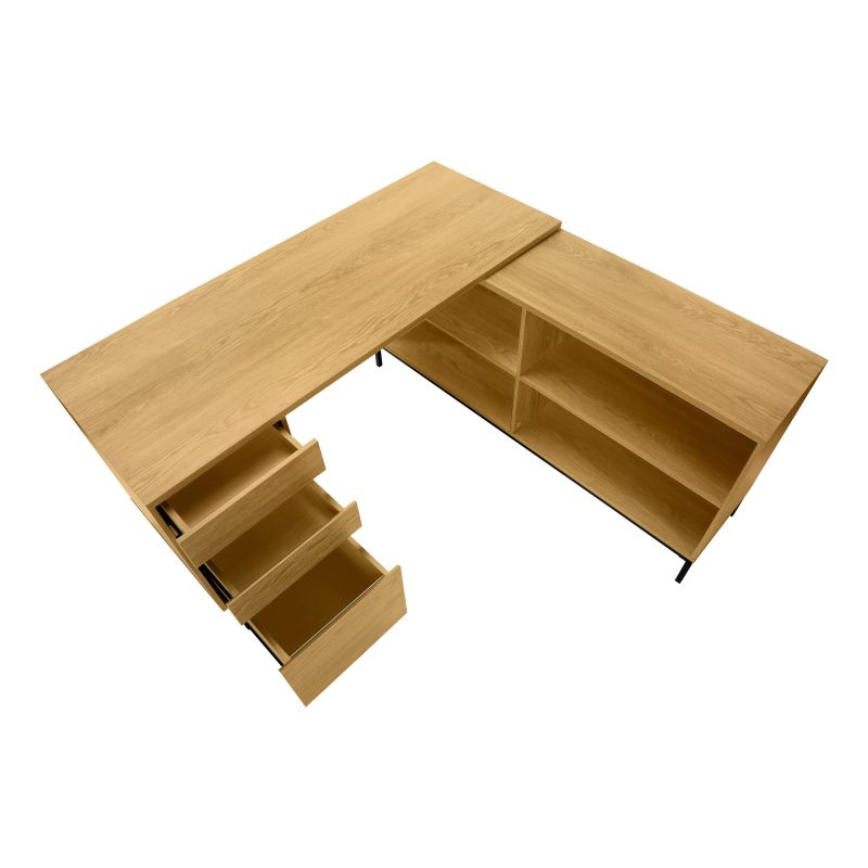 L-Shaped 60" Natural Contemporary Office Desk - Image 6