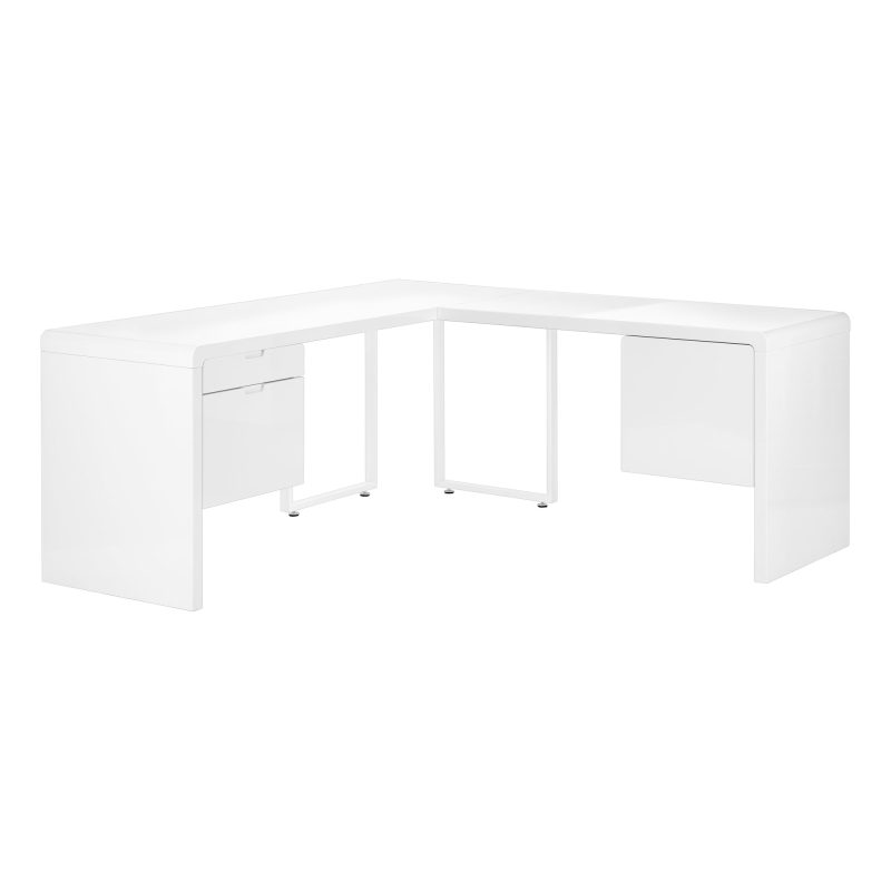 72" L-Shaped Reversible Retro Desk in White with 3 Drawers - Image 2
