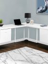 72" L-Shaped Reversible Retro Desk in White with 3 Drawers