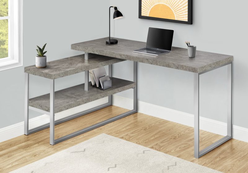 L-Shaped 60" Grey Corner Desk with Storage - Image 2