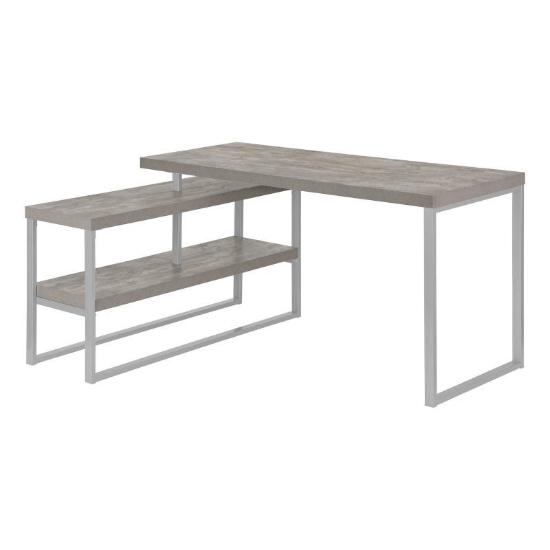 L-Shaped 60" Grey Corner Desk with Storage - Image 3