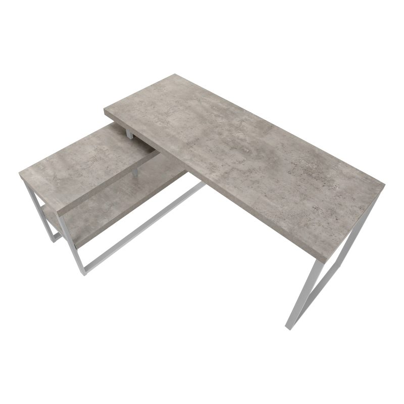 L-Shaped 60" Grey Corner Desk with Storage - Image 4