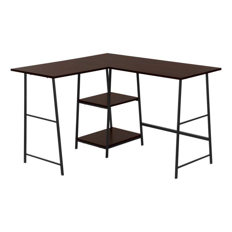 47" Industrial-Style L-Shaped Writing Desk with Open Shelves - Image 3