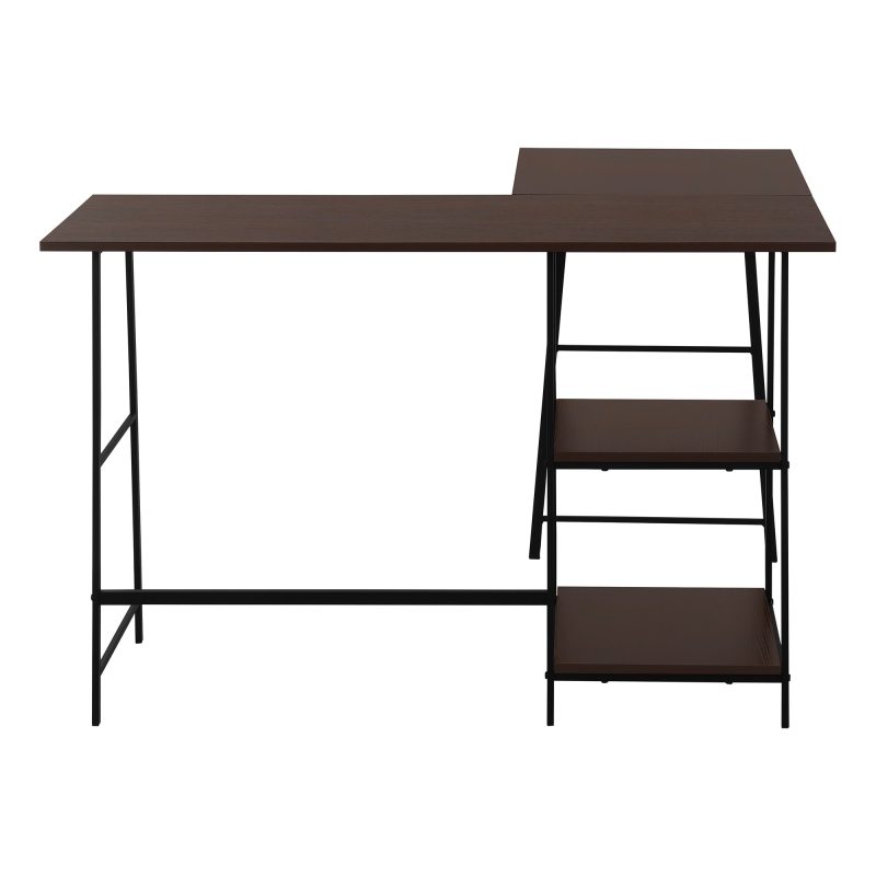 47" Industrial-Style L-Shaped Writing Desk with Open Shelves - Image 4