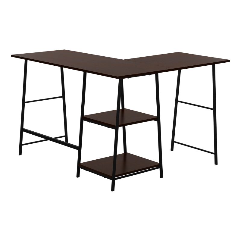 47" Industrial-Style L-Shaped Writing Desk with Open Shelves - Image 5