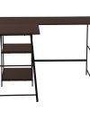 47" Industrial-Style L-Shaped Writing Desk with Open Shelves